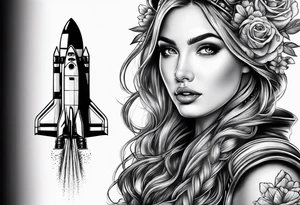 Girl on a rocket tattoo idea