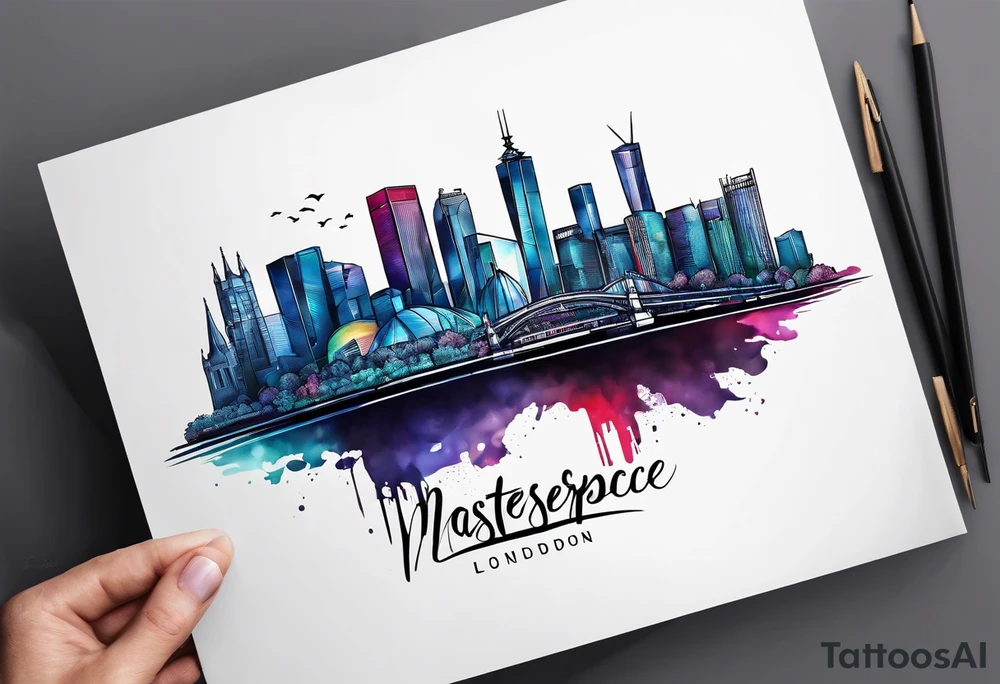 Melbourne Skyline with london skyline reflection tattoo idea