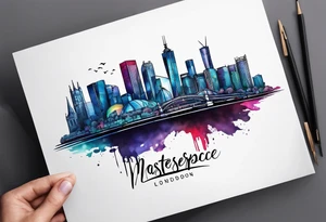 Melbourne Skyline with london skyline reflection tattoo idea