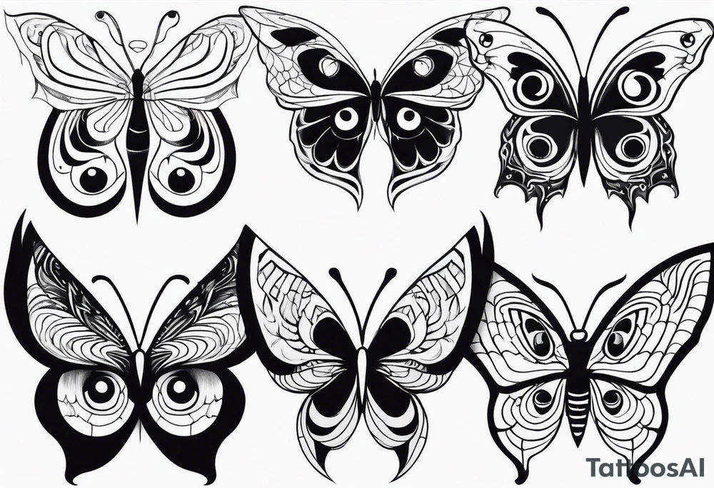 butterfly wings with scary eyes pattern tattoo idea