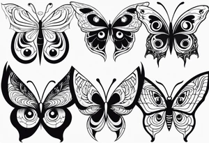 butterfly wings with scary eyes pattern tattoo idea