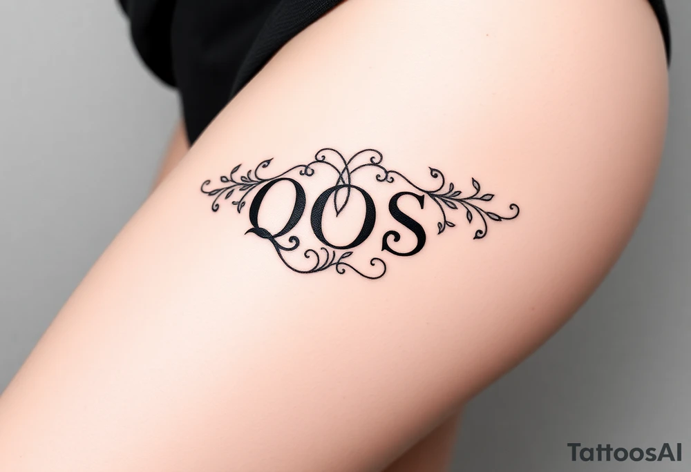 text reading "QOS" across a womb tattoo tattoo idea