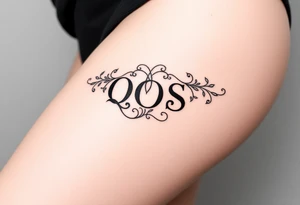 text reading "QOS" across a womb tattoo tattoo idea
