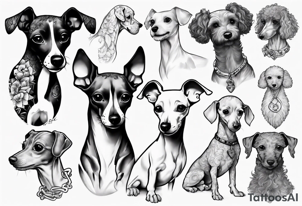 Italian greyhound and poodle tattoo idea