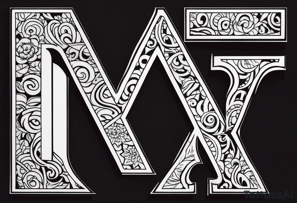 the letters A R in the middle of a ninja headband tattoo idea