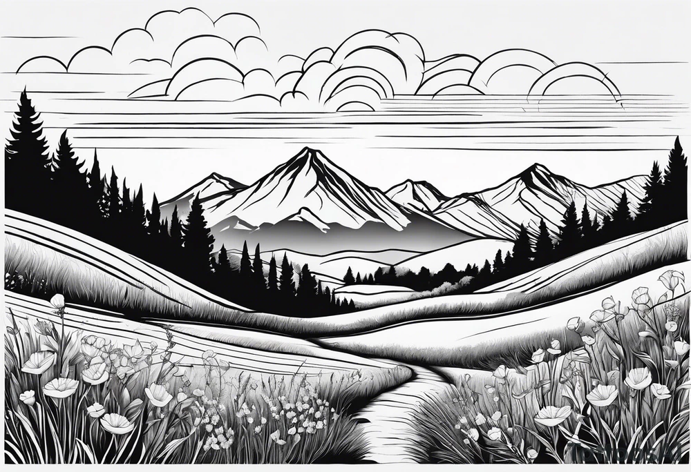 hills, wildflowers, sunshine, no trees, delicate tattoo idea hills, wildflowers, sunshine, no trees, delicate tattoo idea