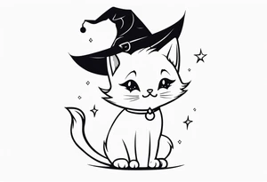 cute witch cat tattoo idea