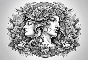 greek mythology collage tattoo idea