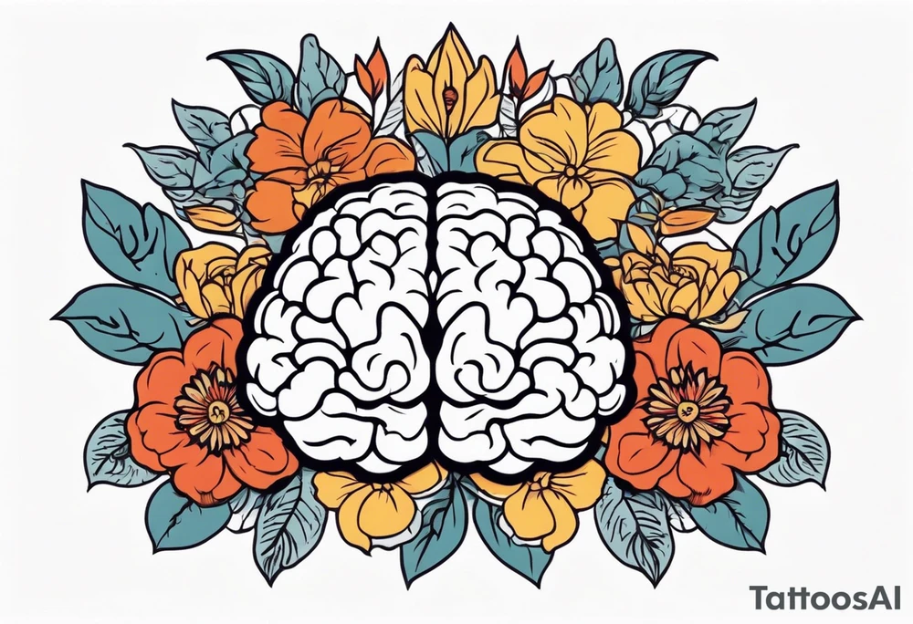 human brain
old school vintage simple traditional design surrounded by vintage flowers


bold color simple tattoo idea