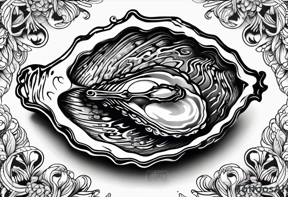 Open oyster with pearl inside tattoo idea