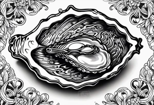 Open oyster with pearl inside tattoo idea