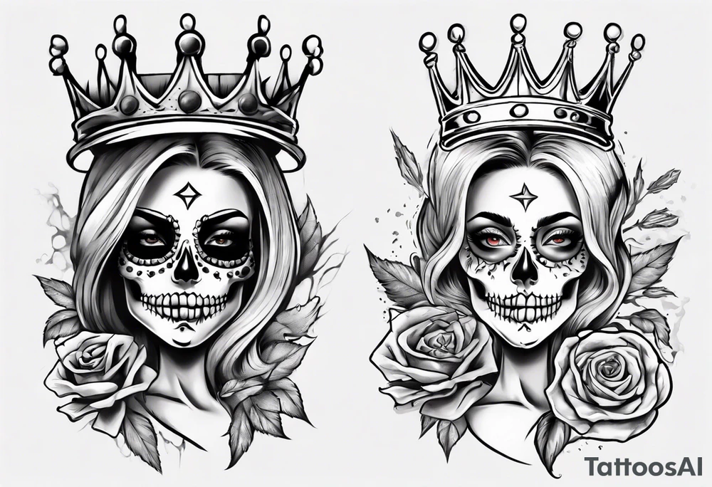 santa la muerta with money and crown
on the card tattoo idea