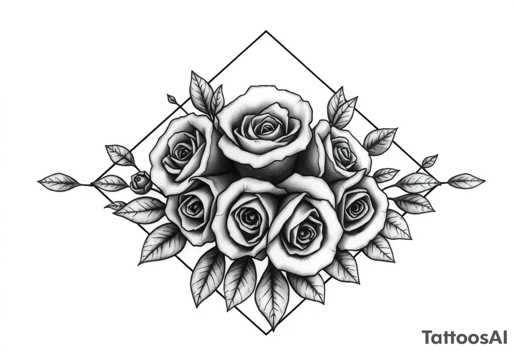 Small Roses filling up the inside of an lateral diamond shape tattoo idea