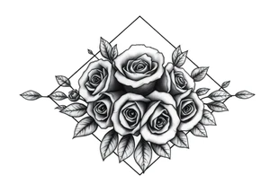 Small Roses filling up the inside of an lateral diamond shape tattoo idea