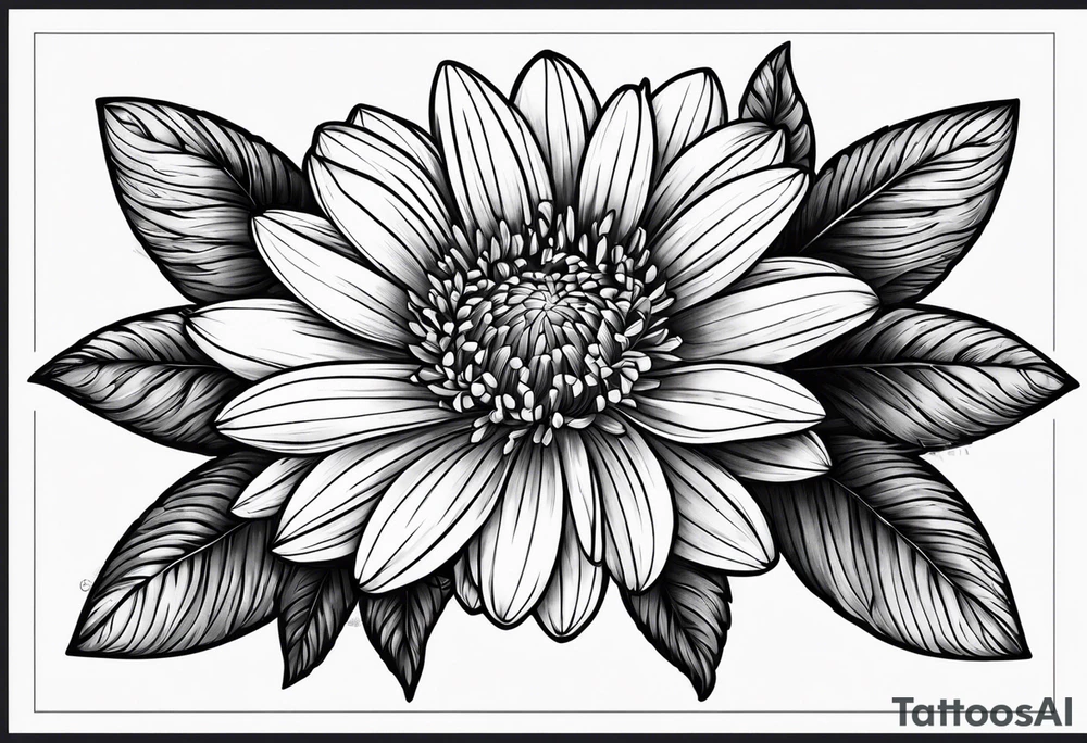 aster flower with roman numerals IX-VI-LVII tattoo idea