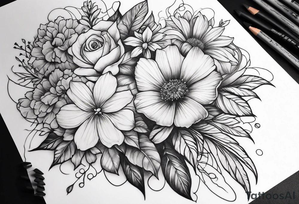 Floral arm sleeve tattoo idea