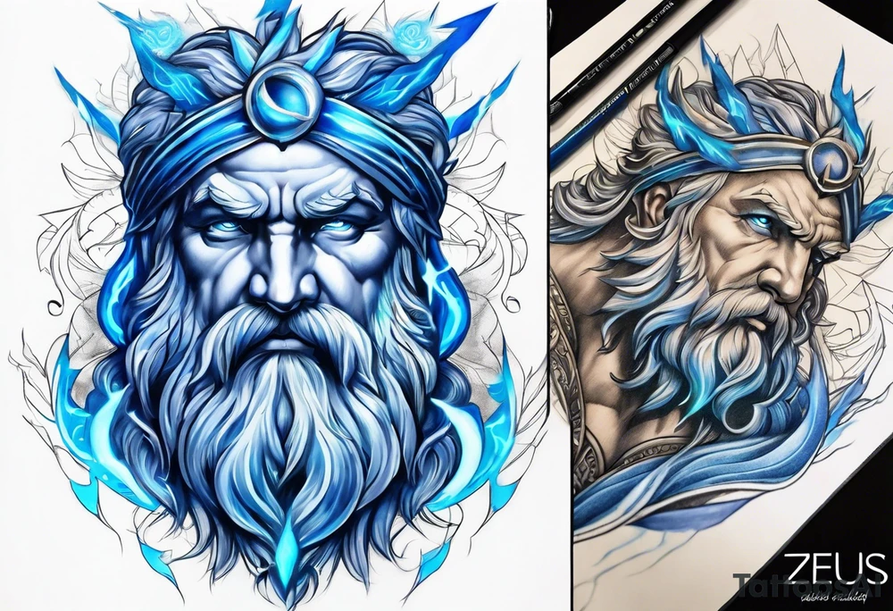 Zeus, blue lightning tattoo idea