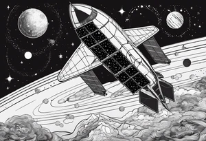 hexagon pattern solar system with a space shuttle tattoo idea