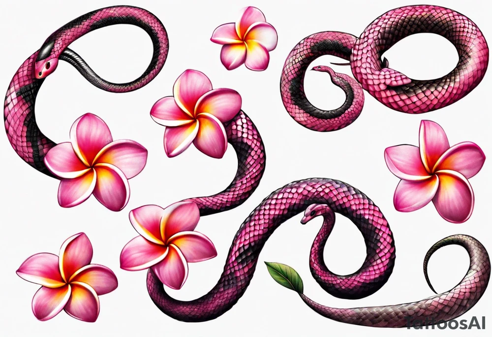pink plumeria
snake around it tattoo idea