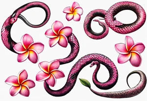 pink plumeria
snake around it tattoo idea