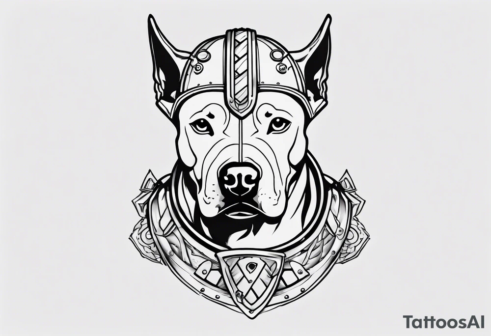 Pit bull with a viking helmet tattoo idea