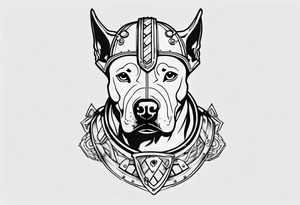 Pit bull with a viking helmet tattoo idea