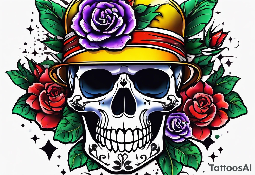 neck tattoo stencil about pain and struggle in new school or polka trash style with flowers and/or skulls tattoo idea