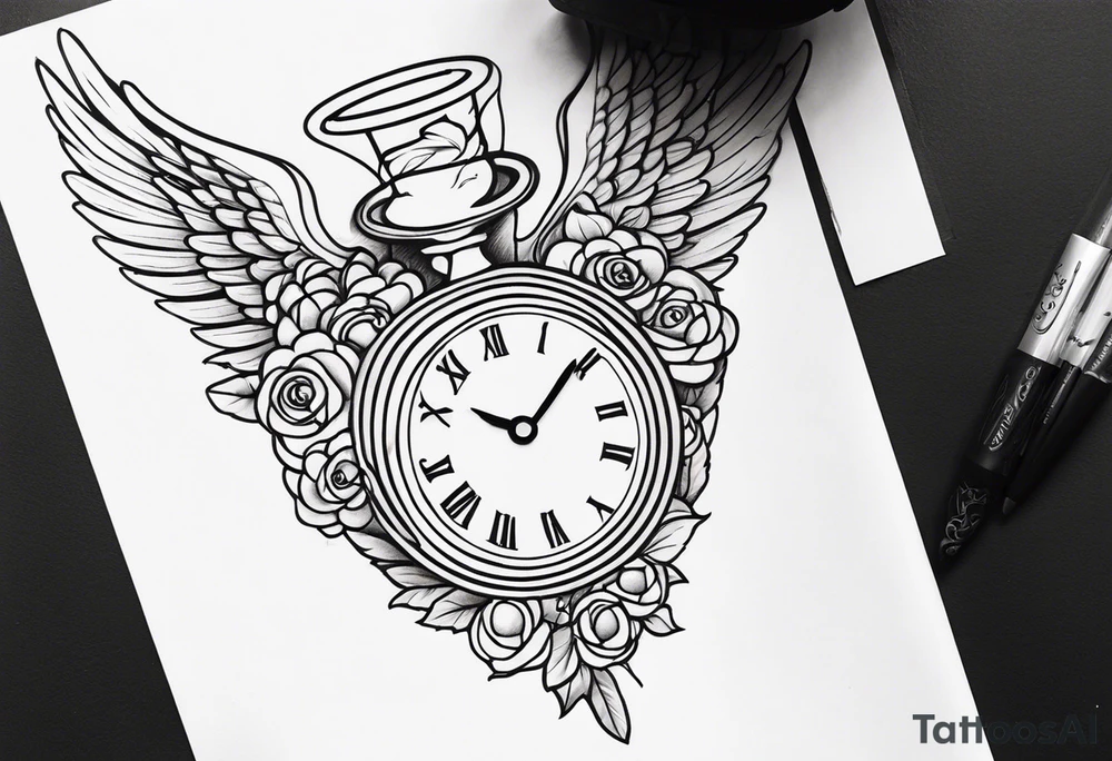 angel holding a clock tattoo idea