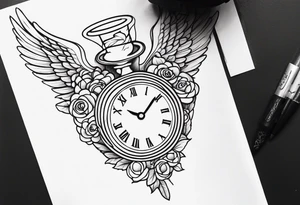 angel holding a clock tattoo idea