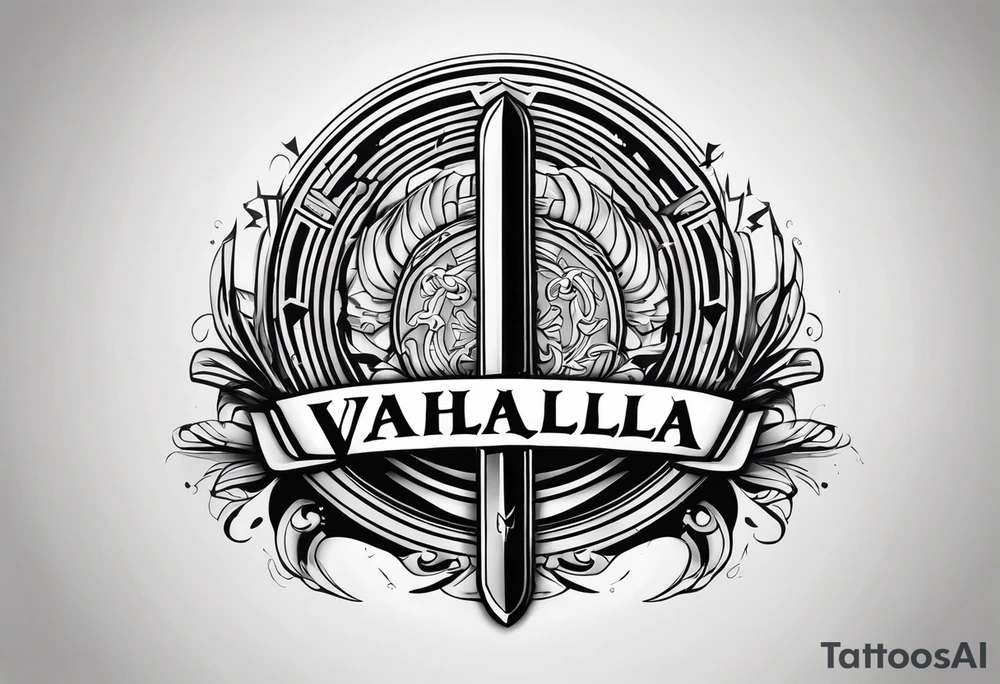 Valhalla sword shield steps tattoo idea
