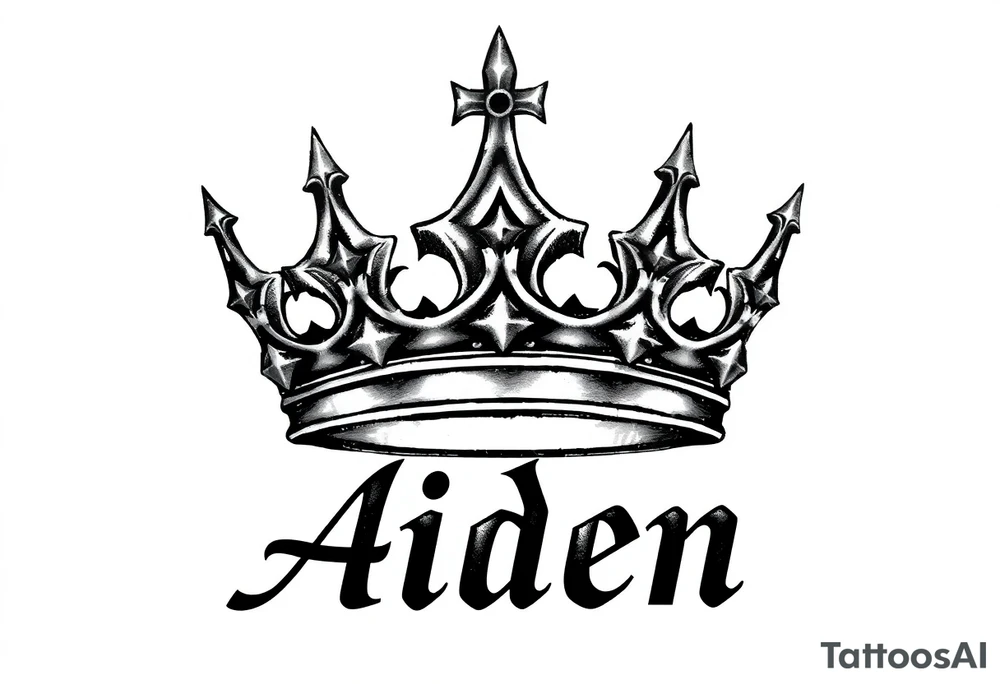Kings crown above the name Aiden tattoo idea