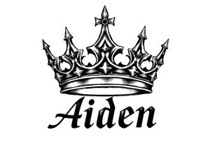 Kings crown above the name Aiden tattoo idea