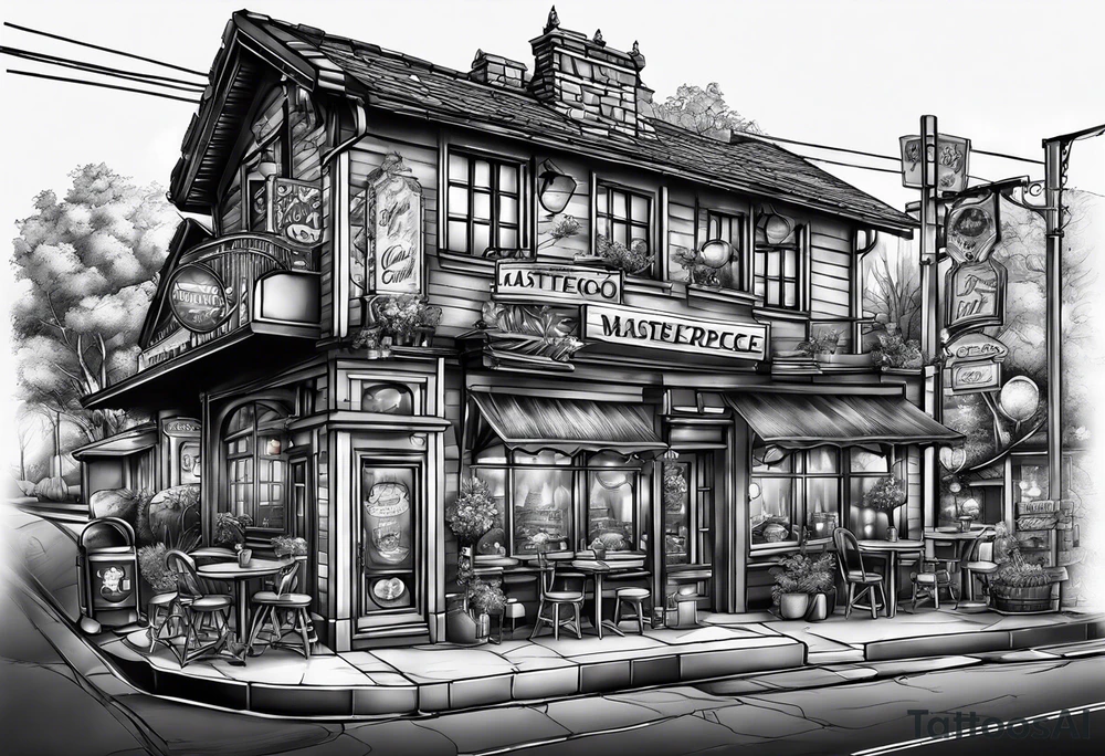Town cafe tattoo idea