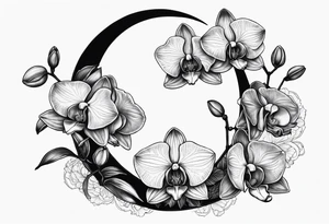 Orchids and a crescent moon tattoo idea
