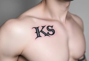 Tatuaje de lettering gótico que forme las letras las letras "KS" tattoo idea