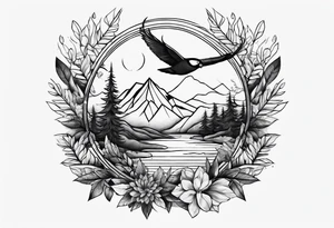 shoulder tattoo with nature and adrenaline activities tattoo idea