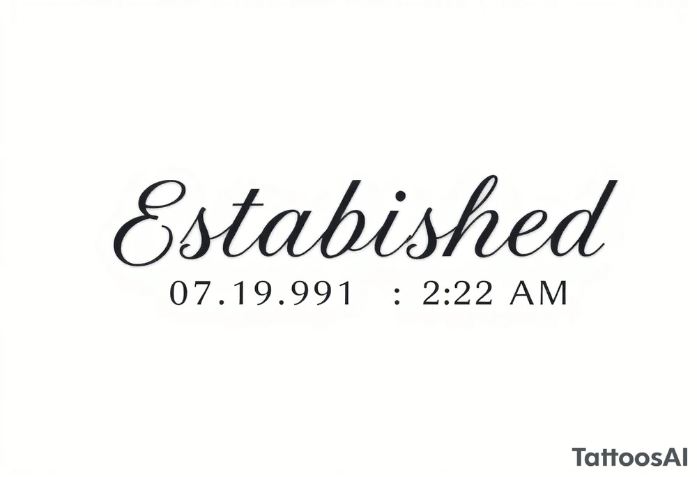 Established 07.19.91  2:22 A.M tattoo idea