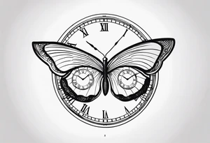 Butterfly flying around or over a clock tattoo idea