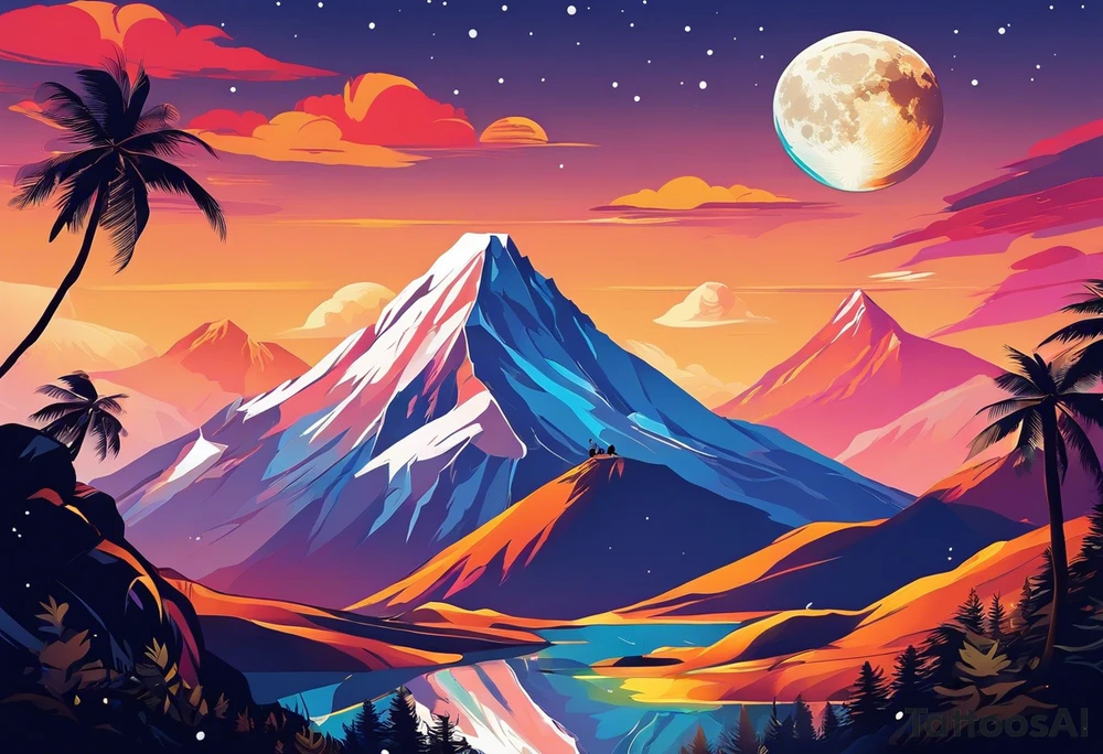 I am into hiking mountains, surfing, scuba diving, etc, and just traveling around to do cool adventures. If you have any ideas as an artist that would be awesome. These are the designs that really speak to me. I would definitely want to not fill the moon in the mountain one, and find a reference to the water and the sunset with the mountain. I also love the touch of the bird in the bottom. Im really looking for something that references exploring new places while traveling as much as possible and feeling free. tattoo idea