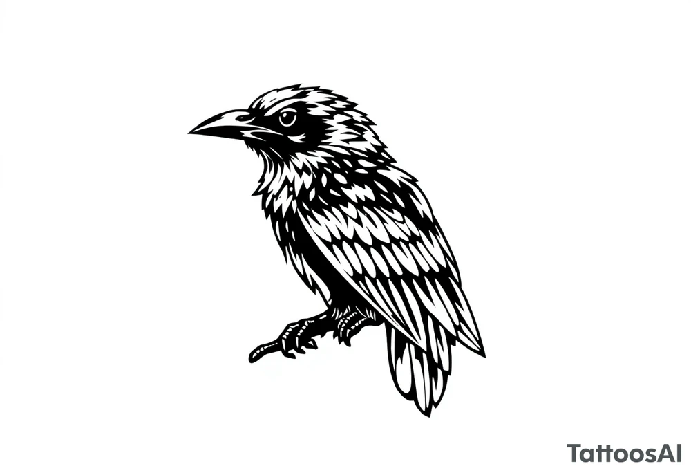 Geometric Perched Raven with linework around it. tattoo idea