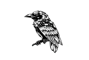 Geometric Perched Raven with linework around it. tattoo idea