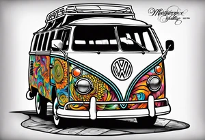 1967 21 window vw bus ragtop tattoo idea