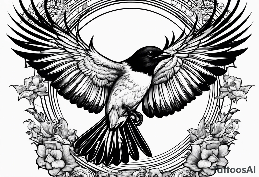 Dive chasing magpie tattoo idea