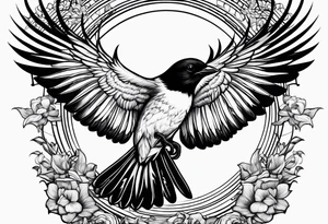 Dive chasing magpie tattoo idea