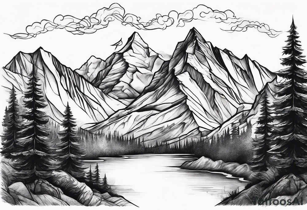 Mountains, concept tattoo idea