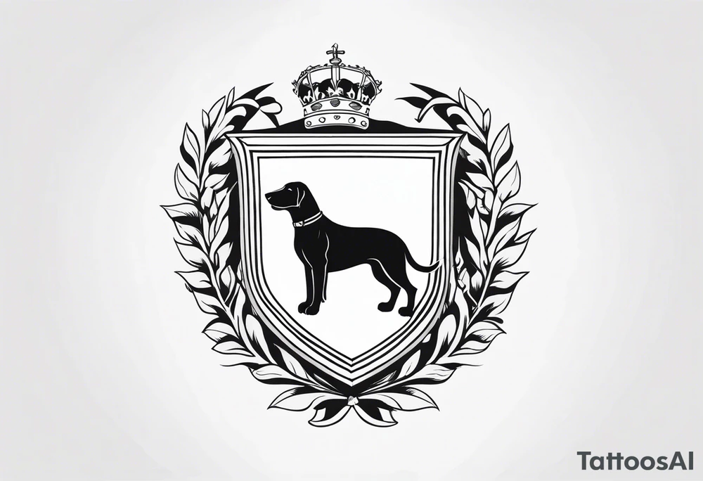 a coat of arms with a hound in the shield tattoo idea