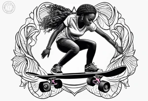 Black woman skateboarding tattoo idea