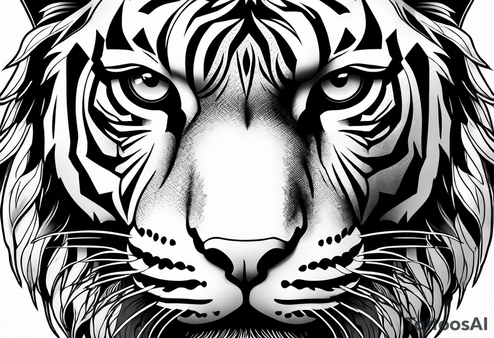 Tiger with owl eyes tattoo idea