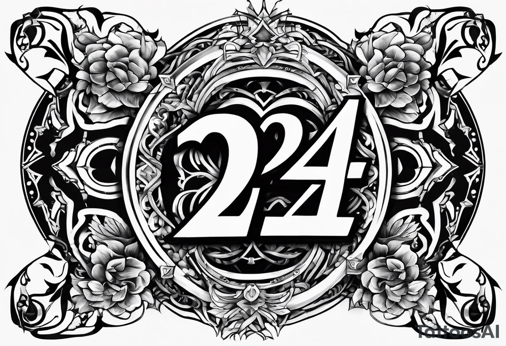 Generate tattoo designs featuring the number 24 composed entirely of tiny X's. tattoo idea
