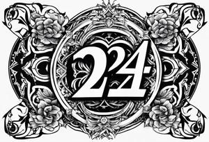 Generate tattoo designs featuring the number 24 composed entirely of tiny X's. tattoo idea